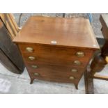 A 19TH CENTURY MAHOGANY AND INLAID CHEST COMMODE, 25" WIDE, LACKING POT