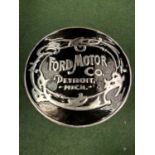 A 'FORD MOTOR COMPANY' BLACK AND SILVER METAL SIGN (D: 49.5CM)