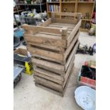 SIX WOODEN POTATOE SPRITTING BOXES