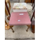 A CABRIOLE LEG DRESSING STOOL AND A LLOYD LOOM STYLE OTTOMAN