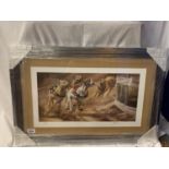 A FRAMED LIMITED EDITION 'GREYHOUND RACE' BY MICK CAWSTON