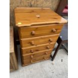 A MODERN PINE CHEST OF FIVE DRAWERS, 24" WIDE