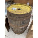 A WOODEN WHISKEY BARREL