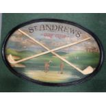 A VINTAGE PAINTED ST ANDREW'S GOLF CLUB SIGN WITH WOODEN FRAME (90X60CM)