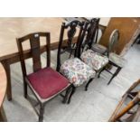 A PAIR OF EDWARDIAN CHAIRS AND THREE OTHERS