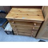 A MODERN PINE CHEST OF FIVE DRAWERS - 29" WIDE