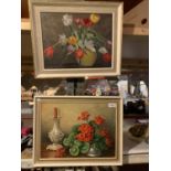 A PAIR OF OIL ON BOARD PAINTINGS ONE SIGNED CHARLES PHILLIPSON 1960