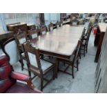 A VICTORIAN CONTINENTAL WALNUT EXTENDING DINING TABLE, 23x47" WITH FIVE PINE LEAVES EACH BEING