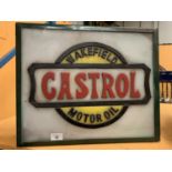 AN ILLUMINATED 'CASTROL' SIGN