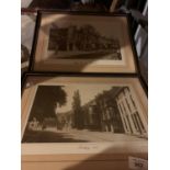 A PAIR OF FRAMED BLACK AND WHITE PHOTOGRAPHIC PRINTS OF 'PRESTBURY' AND 'ALDERLEY EDGE'
