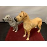 TWO BESWICK DOGS TO INCLUDE A GREY SETTER AND GREAT DANE