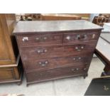 A 19TH CENTURY MAHOGANY CHEST OF TWO SHORT AND THREE LONG DRAWERS, 46" WIDE