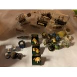 AN ASSORTMENT OF VARIOUS ITEMS TO INCLUDE A NUMBER OF SHIPS IN BOTTLES, MINIATURE ORNAMENTS, A WHITE