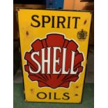 A LARGE SHELL 'SPIRIT OILS' ENAMEL SIGN 60CM X 40CM