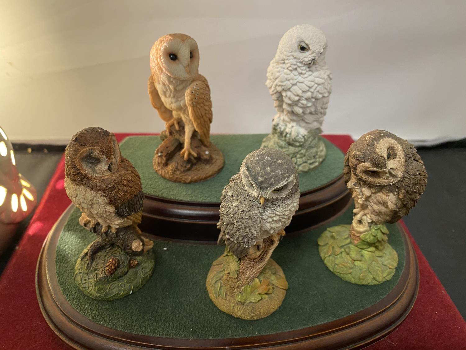 VARIOUS OWL COLLECTION ITEMS TO INLCUDE A LIGHT, A VASE, PLANT POT, FIVE OWLS ON A WOODEN PLINTH AND - Image 7 of 8
