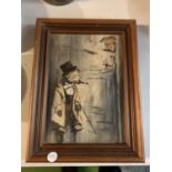A SMALL WOODEN FRAMED OIL ON BOARD SIGNED J POTTER 1925 (A SMALL REPAIR NEEDED TO THE CANVAS)
