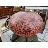 AN UNUSUAL FIBREGLASS FLORAL DECORATED LAMP, 24" DIAMETER