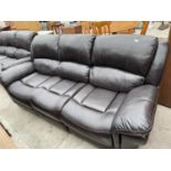 A MODERN THREE SEATER SETTEE WITH END RECLINERS