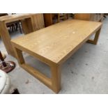 A SUBSTANTIAL ELM VENEERED COFFEE TABLE, 63x32"