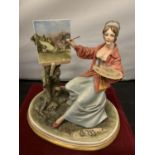 A CAPO DIMONTE FIGURINE OF A LADY ARTIST