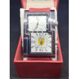 A FERRARI DOUBLE DISPLAY WRISTWATCH WITH PRESENTATION BOX IN WORKING ORDER