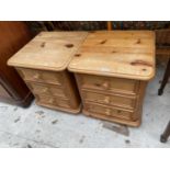 A PAIR OF PINE BEDSIDE CHESTS