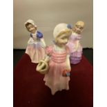 THREE ROYAL DOULTON FIGURINES TO INCLUDE DINKY DO, ROSE AND TINKLE BELL HN1677