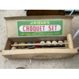 A BOXED JOHN JAQUES CROQUET SET