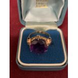 A 14 CARAT ALEXANDRITE SYNTHETIC RING 4.81G SIZE: N-O