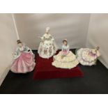 FOUR ROYAL DOULTON FIGURINES (SECONDS) TO INCLUDE REBECCA, DIANA, DAYDREAMS AND PAULINE