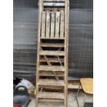 TWO VINTAGE WOODEN FIVE RUNG STEP LADDERS