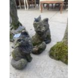 THREE STONE EFFECT ORNAMENTS OF FOXES