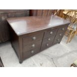 A VICTORIAN STYLE 'STORAGE' NINE DRAWER CHEST WITH SCOOP HANDLES, 49" WIDE