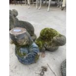 TWO STONE EFFECT GARDEN ORNAMENTS TO INCLUDE AN OTTER ETC