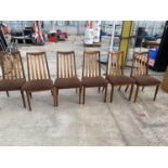 A SET OF SIX TEAK G-PLAN RETRO DINING CHAIRS