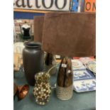 A LARGE PAIR OF DECORATIVE TABLE LAMPS AND TWO VASES