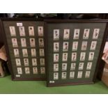A PAIR OF FRAMED CIGARETTE FOOTBALL CARDS