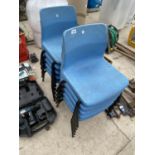 TEN SMALL BLUE PLASTIC CHILDRENS SCHOOL CHAIRS