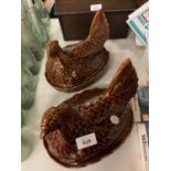 A PAIR OF BROWN PORTMEIRION EGG CROCKS