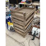 SIX WOODEN POTATOE SPRITTING BOXES