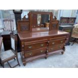 A LATE VICTORIAN WALNUT MIRROR-BACK SIDEBOARD, 66" WIDE