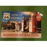 A VINTAGE STYLE METAL 'ROUTE 66' HIGHWAY SIGN