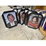 A COLLECTION OF FRAMED PICTURES OF ACTORS TO INCLUDE HUGH JACKMAN ETC