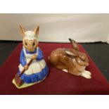 TWO ROYAL DOULTON FIGURINES MRS BUNNYKINS AND A HARE HN2592