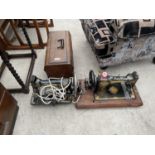 TWO VINTAGE SEWING MACHINES - A JONES AND A SINGER