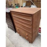 A RETRO TEAK CHEST OF SEVEN DRAWERS, 32" WIDE