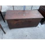 A VICTORIAN PINE BLANKET CHEST WITH CANDLE BOX, 45" WIDE