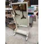 A PAINTED VICTORIAN CHEVAL MIRROR