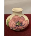 A MOORCROFT VASE PINK MAGNOILA APPROXIMATELY 6CM HIGH