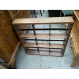 A RETRO TEAK WALL SHELF - 28" WIDE